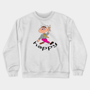 Cheers to Comfort:  Happy Animated Character Crewneck Sweatshirt